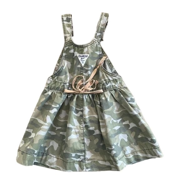 OshKosh B'gosh Khaki Green Camo Overall Jumper Dress 4T - Picture 2 of 9